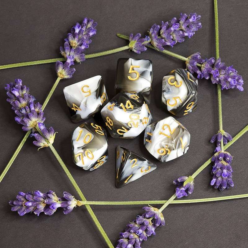 Sage's Stones -White/Mica Acrylic Polyhedral Dice Set image 14