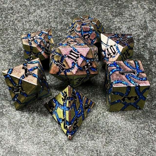 Sage's Warp Stones Blue Ring Nebula Metal Polyhedral Dice Set image 10