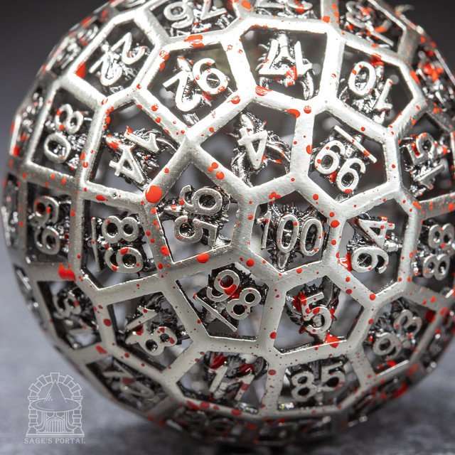 Sage’s Dragonstones Nickel/Blood d100 Hollow Metal Dice image 3