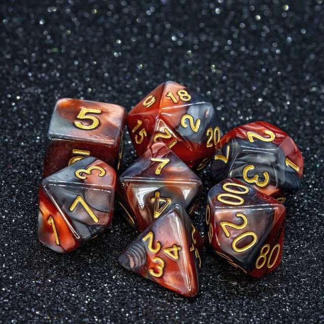 Sage's Stones - Copper/Mica Gold Ink Acrylic Polyhedral Dice Set image 8
