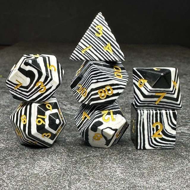Sage's Treasures Gemstone Zebra Stripes Polyhedral Dice Set image 1