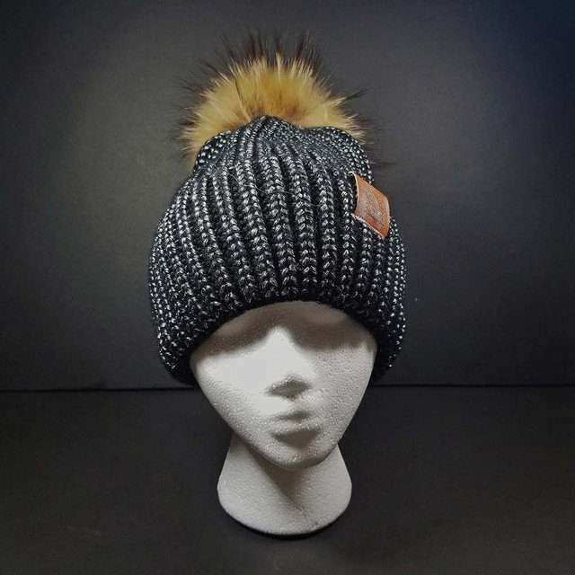 Sage’s Cap – Black Knit Beanie with Raccoon Pompom image 8