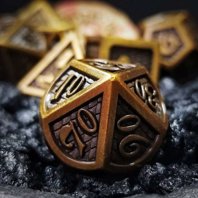 Sage's Dragonstones - Gold Black Metal Polyhedral Dice Dungeons Dragons image 4