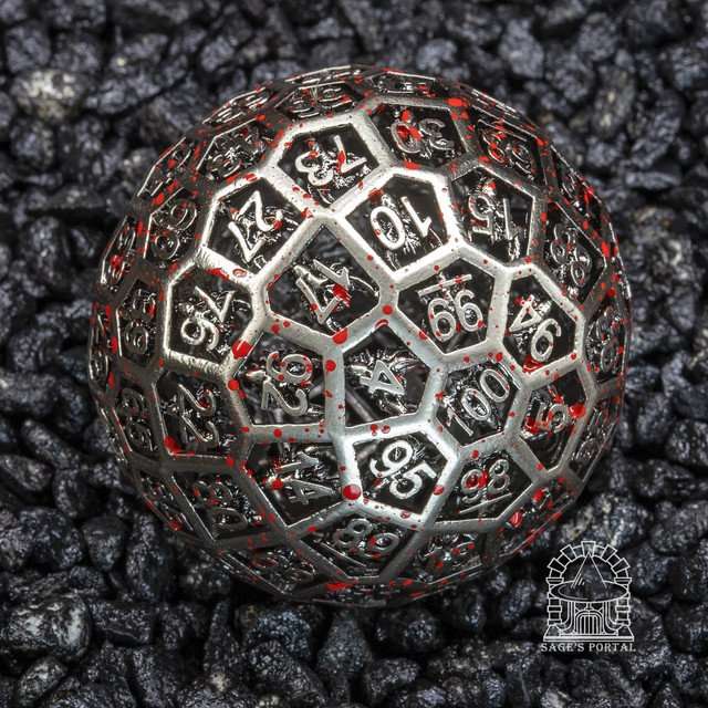 Sage’s Dragonstones Nickel/Blood d100 Hollow Metal Dice image 5