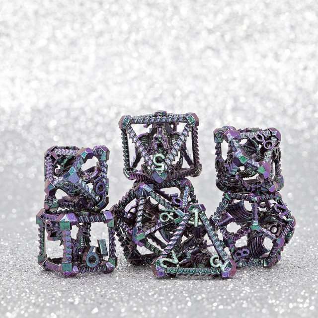 Sage's Draconic Prison Witch's Curse Cage Hollow Metal Dice Set image 13