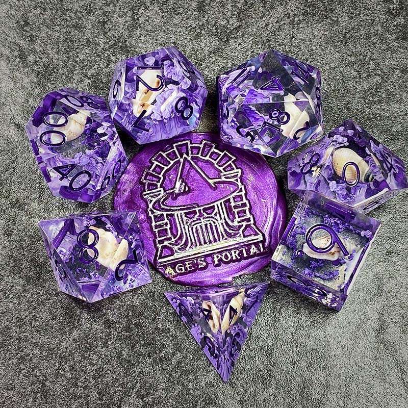 Sage's Orbs - Purple Ocean Depths Sharp Edge Resin Polyhedral Dice Set image 0