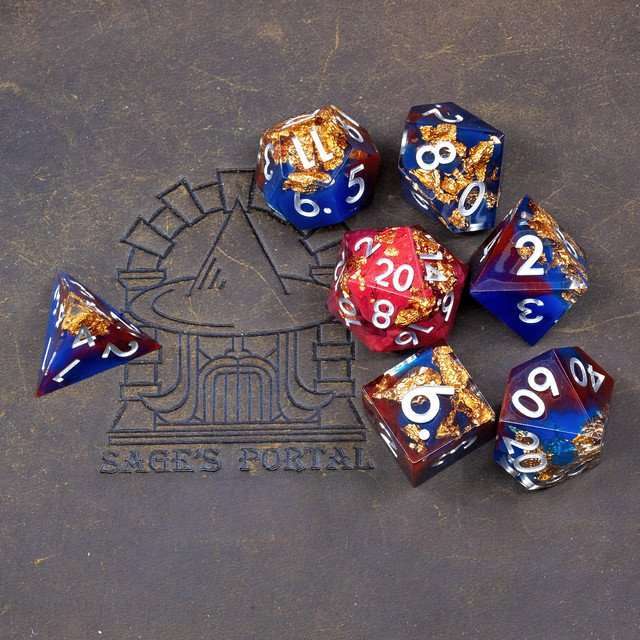 Sage's Geomancy Red/Blue Sharp Edge Resin Dice Set image 13