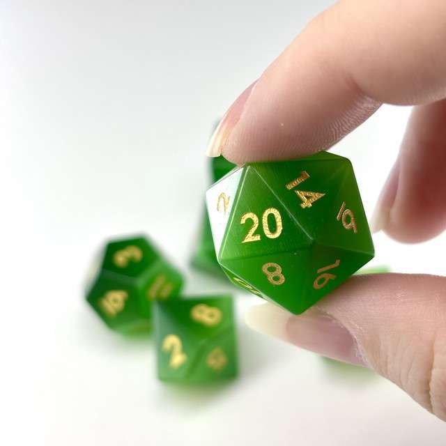 Sage's Treasures - Gemstone Green Cat's Eye Polyhedral Dice Set image 10