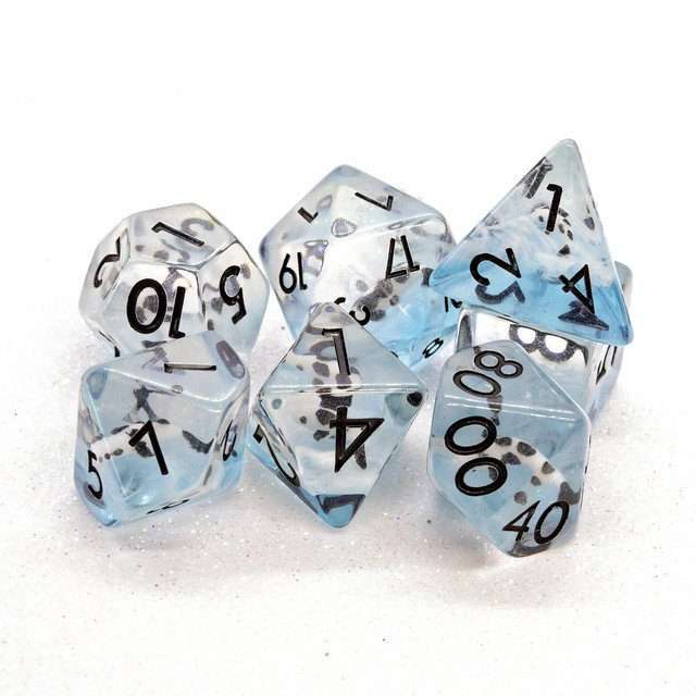 Sage's Familiars - Blue White/Black Fish Familiar Resin Polyhedral Dice Set image 9