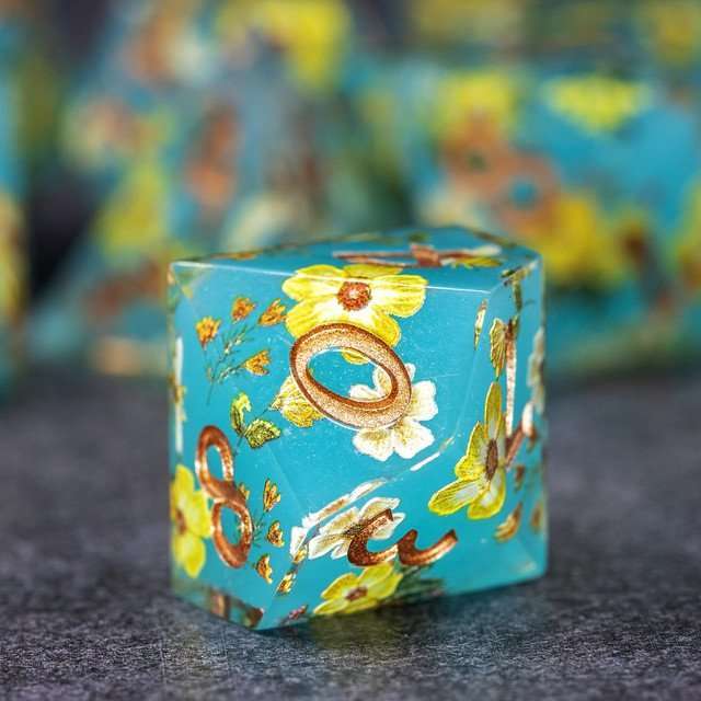 Sage's Honeybees Tropical Honey Sharp Edge Resin Dice Set image 5