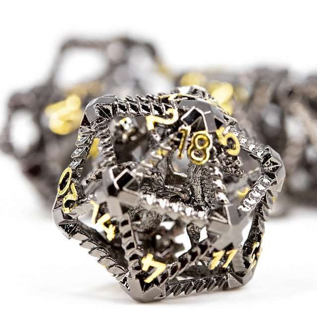 Sage's Draconic Prison Midnight Cage Hollow Metal Dice Set image 2