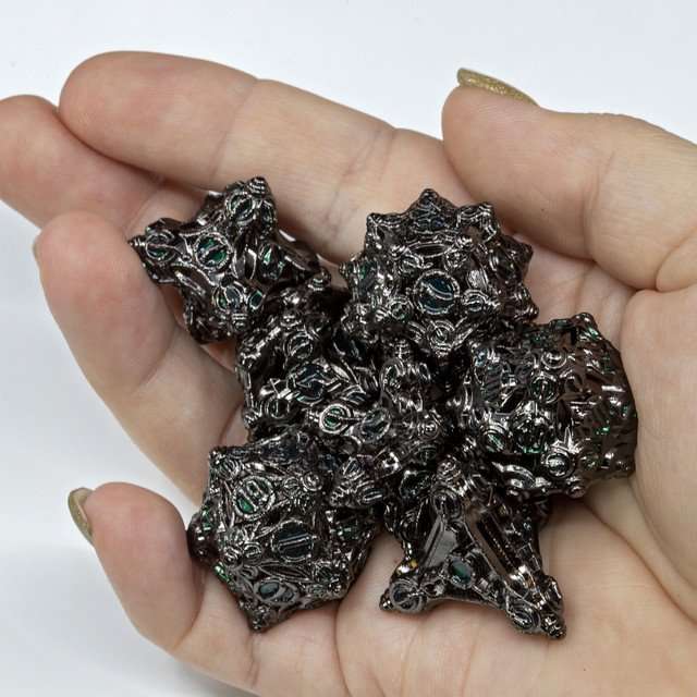 Sage’s Finials Midnight Glade Metal Polyhedral Dice Set image 14