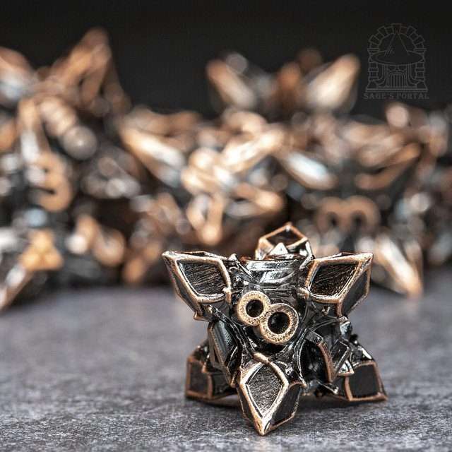 Sage's Deadly Blossoms Copper Metal Polyhedral Dice Set image 5