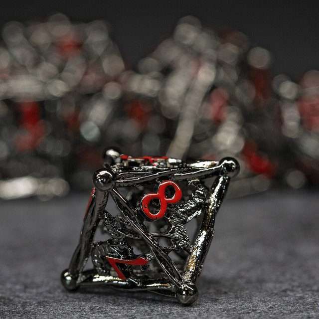 Sage's Ankeg Magical Creature Black/Red Hollow Metal Polyhedral Dice Set image 4