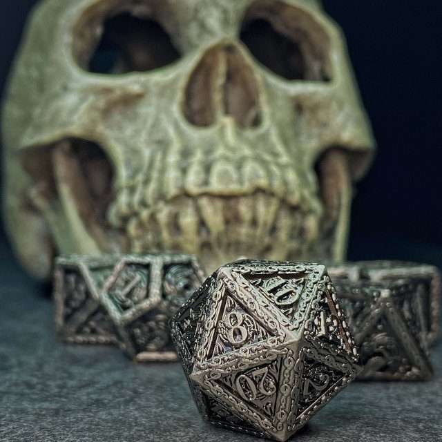 Sage's Anthems - Ancient Silver Metal Polyhedral Dice Set image 8