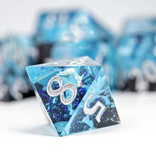 Sage's Ice Flames Sharp Edge Resin Polyhedral Dice Set image 5