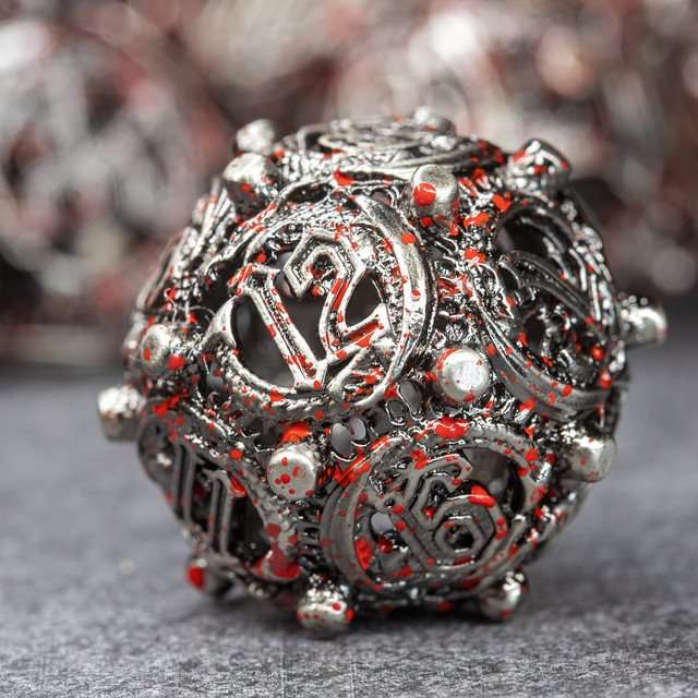 Sage’s Ouroboros Nickel Carnage Hollow Metal Polyhedral Dice Set image 3