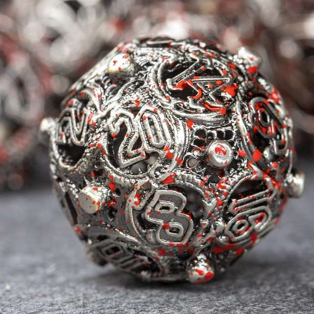 Sage’s Ouroboros Nickel Carnage Hollow Metal Polyhedral Dice Set image 2