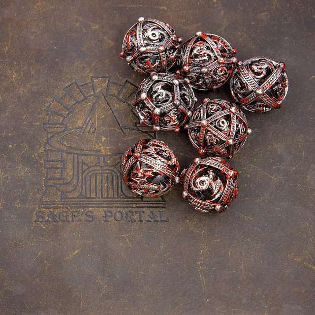 Sage’s Dragon Orb Rolling Doom Hollow Metal Dice Set image 11