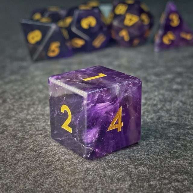 Sage's Treasures - Captured Nebula Amethyst Gemstone Polyhedral Dice Set image 6