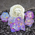 Sage's Kaleidoscopes Purple/Blue Cracked Glass Gloss Finish Polyhedral Dice Set image 0