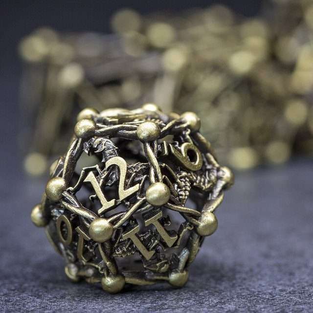 Sage's Ankeg Magical Creature Bronze Hollow Metal Polyhedral Dice Set image 1