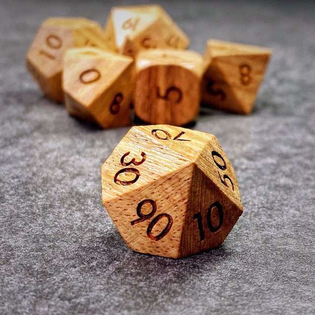 Sage’s Trees - Cherry Wood Oversized Natural Ink Polyhedral Dice Set image 22