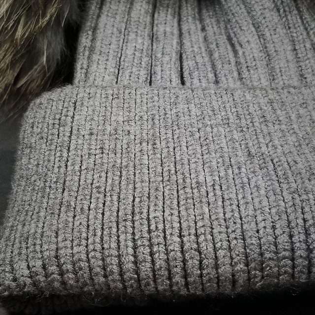 Sage’s Cap – Grey Wool Beanie with Double Raccoon Pompom image 6