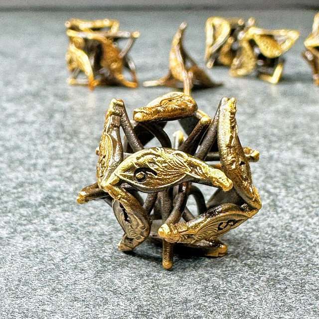 Sage’s Soaring Wyvern Hollow Metal Polyhedral Dice Set image 7