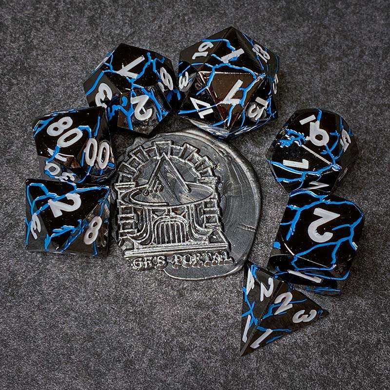 Sage's Relics of Antiquity - Dark Silver Blue Metal Polyhedral Dice Set image 0