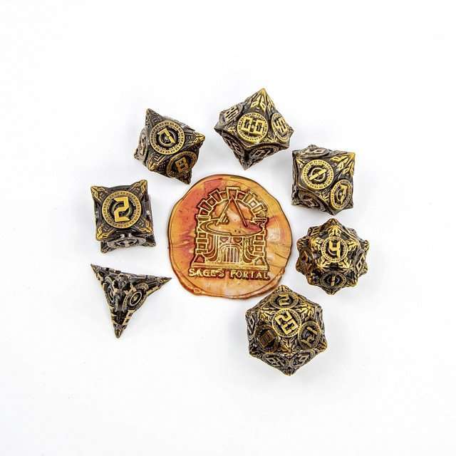 Sage’s Chronurgy Timeless Bronze Metal Polyhedral Dice Set image 13