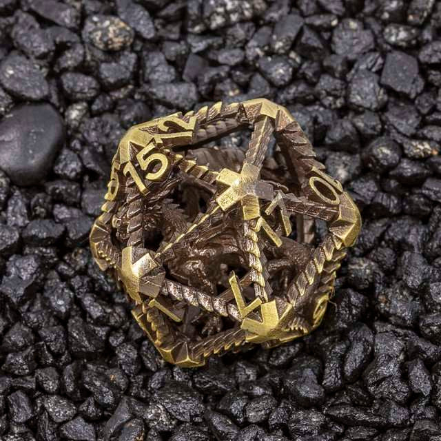 Sage’s 42mm Draconic Prison Bronze Cage Hollow Metal D20 image 0