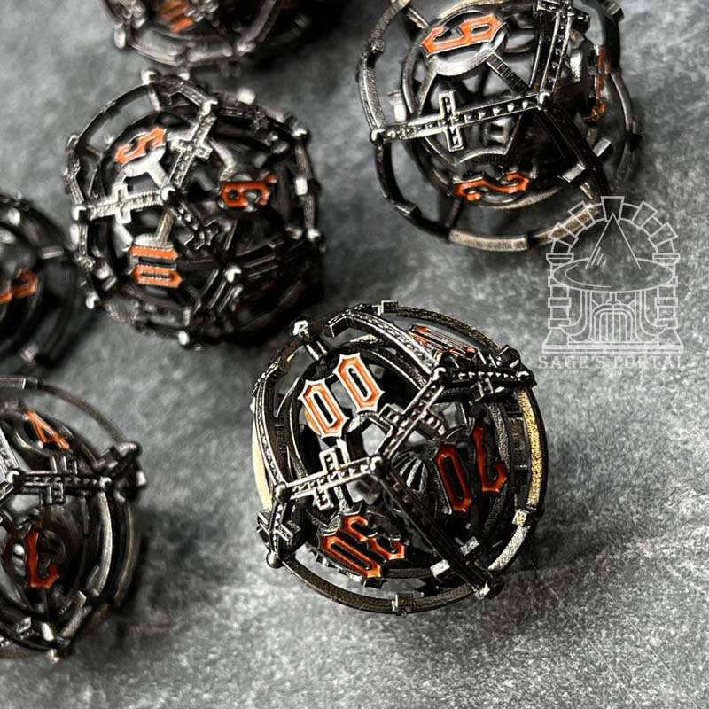 Sage's Caged Centrifuge Hollow Metal Polyhedral Dice Set image 2