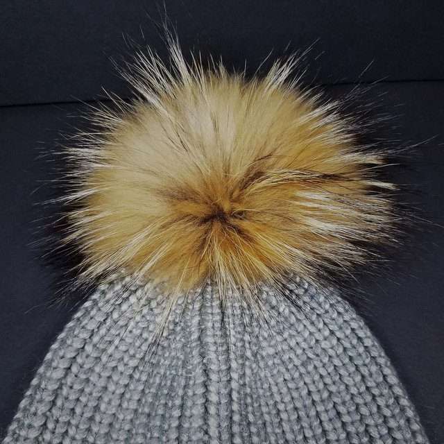 Sage’s Cap – Grey Knit Beanie with Raccoon Pompom image 9