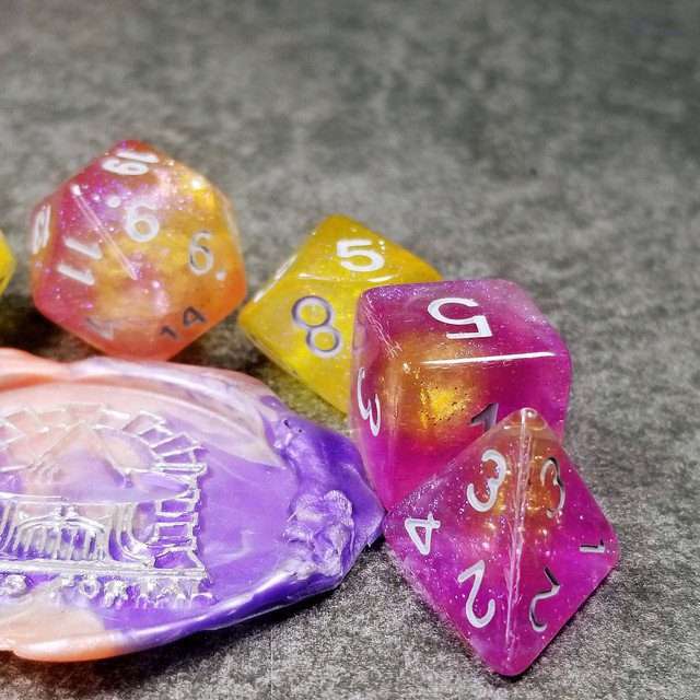 Sage's Shards - Purple/Yellow Glitter Polyhedral Dice Set image 11