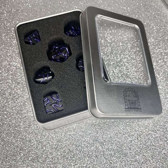 Sage's Warp Stones Black Hole Metal Polyhedral Dice Set image 12