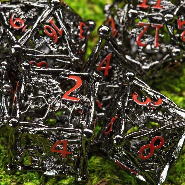 Sage's Ankeg Magical Creature Black/Red Hollow Metal Polyhedral Dice Set image 7