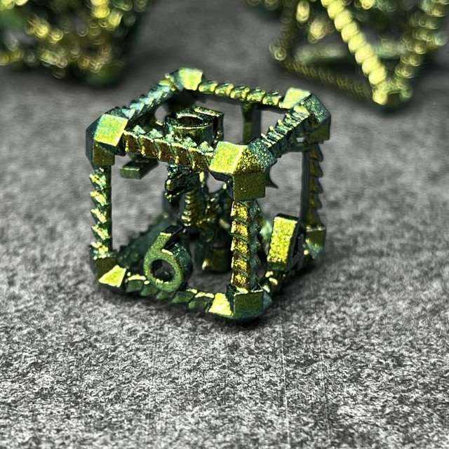Sage's Draconic Prison Nightshade Cage Hollow Metal Dice Set image 6