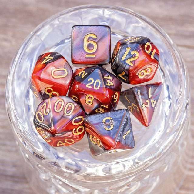 Sage's Stones - Copper/Mica Gold Ink Acrylic Polyhedral Dice Set image 0