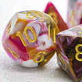 Sage's Stones - Red/Brown/White/Black Gold Ink Acrylic Polyhedral Dice Set image 0