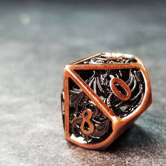 Sage's Dragonstones - Elder Dragon Copper Hollow Metal Polyhedral Dice Set image 1