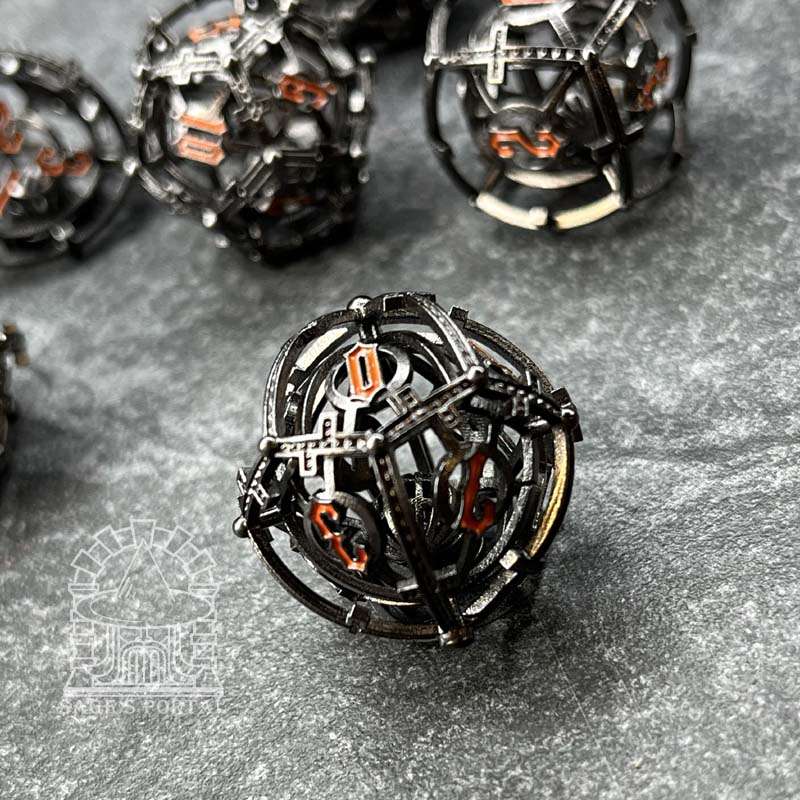 Sage's Caged Centrifuge Hollow Metal Polyhedral Dice Set image 3