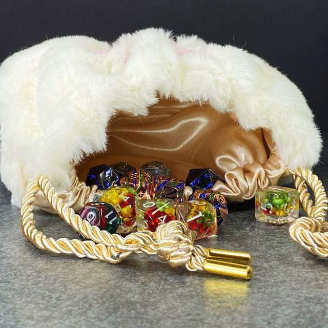 Sage's Furry Kittypaw Bag - White Fur/Pink Paw Dice Bag image 1