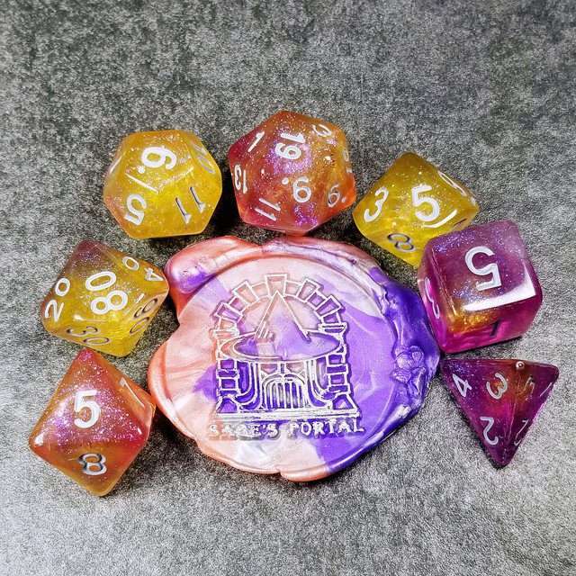 Sage's Shards - Purple/Yellow Glitter Polyhedral Dice Set image 12
