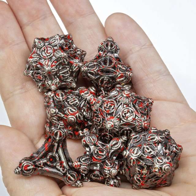 Sage’s Finials Silver Carnage Metal Polyhedral Dice Set image 14