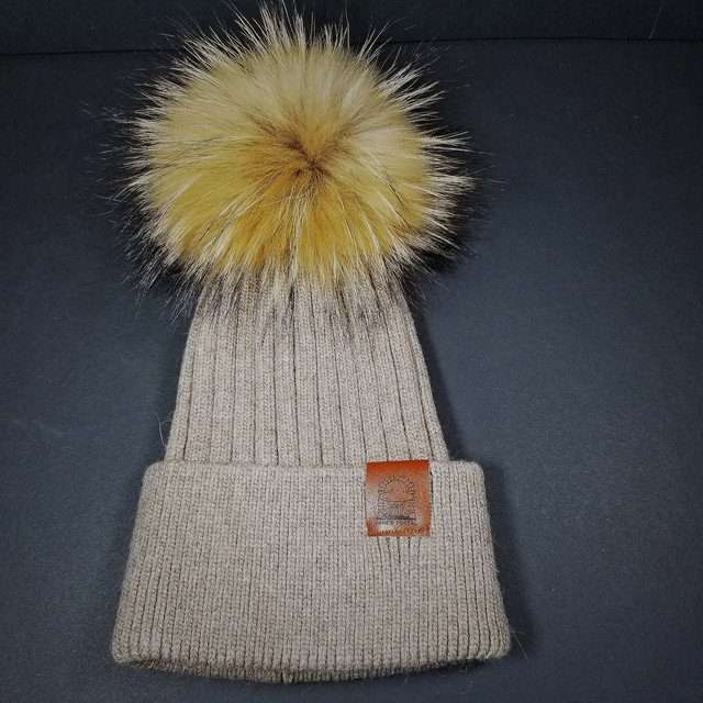 Sage’s Cap – Mocha Wool Beanie with Raccoon Pompom image 10