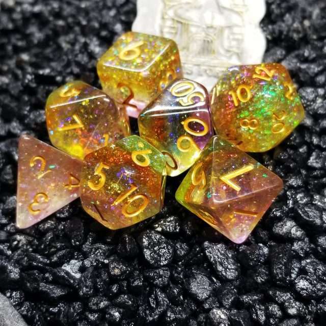 Sage’s Cantrips - Prismatic Spray Resin Polyhedral Dice Set image 1