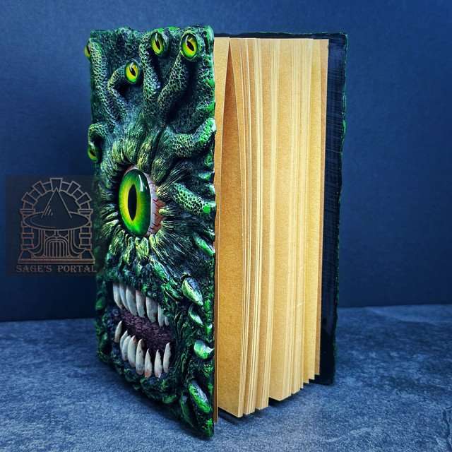 Green Eye Tyrant Notebook Gift Set | Handmade Notebook for TTRPG, Sketchbook, Diary image 5