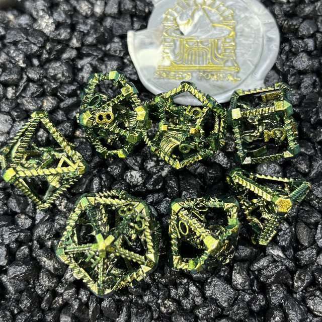 Sage's Draconic Prison Nightshade Cage Hollow Metal Dice Set image 3