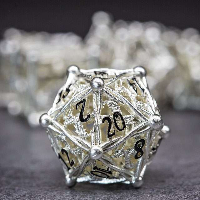 Sage's Ankeg Magical Creature Silver Hollow Metal Polyhedral Dice Set image 0